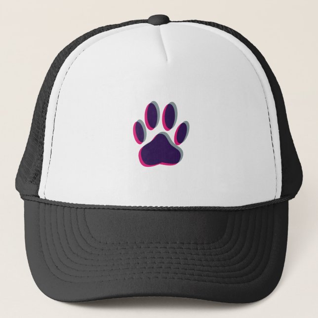 Aus dem Fokus heraus Dog Paw Print Truckerkappe (Vorderseite)