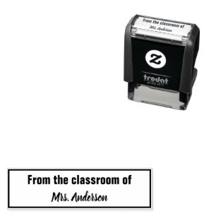 Aus dem Klassenzimmer des Lehrernamens mit Grenze Permastempel