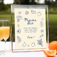 Aus dem Markt blauer Hand gezeichneter Mimosa-Bar