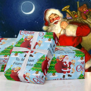 Aus dem Namen des Weihnachtsmannes frohe Weihnacht Geschenkpapier