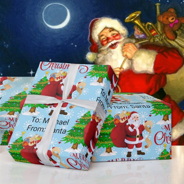 Aus dem Namen des Weihnachtsmannes frohe Weihnacht Geschenkpapier (Von Creator hochgeladen)