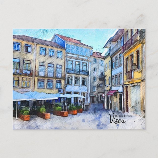 Aus dem Weg Cafe Viseu Portugal Postkarte (Vorderseite)
