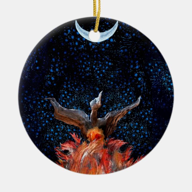 Aus den Flammen heraus: Phoenix-Steigen Keramik Ornament (Vorne)