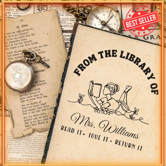 Aus der Bibliothek | Blume Girly Book Teacher Permastempel (Von Creator hochgeladen)