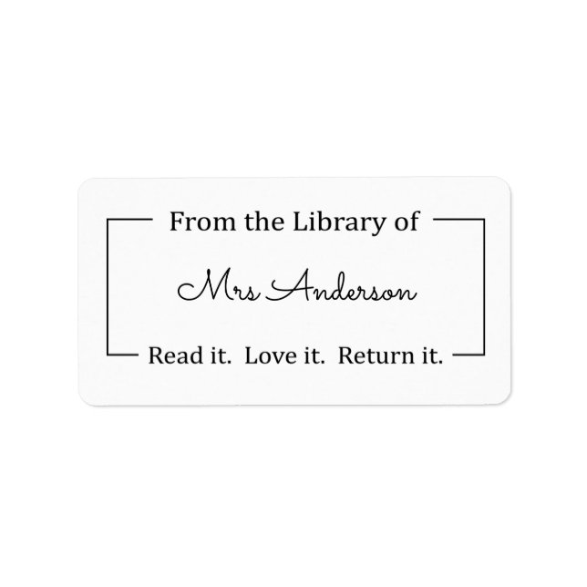Aus der Bibliothek der Labels, Bibliothekskleber Adressaufkleber (Vorne)