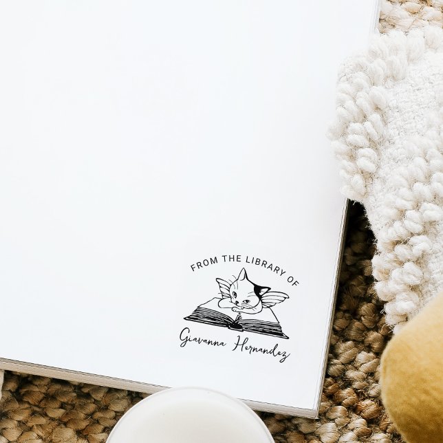 Aus der Bibliothek des Niedlichen Angel Cat Book Gummistempel (Von Creator hochgeladen)