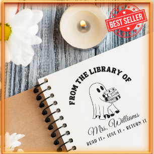 Aus der Bibliothek   Funny Ghost Teacher Book Permastempel