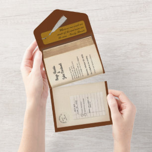 Aus der Bibliothek - Klassische & Romantische Buch All In One Einladung