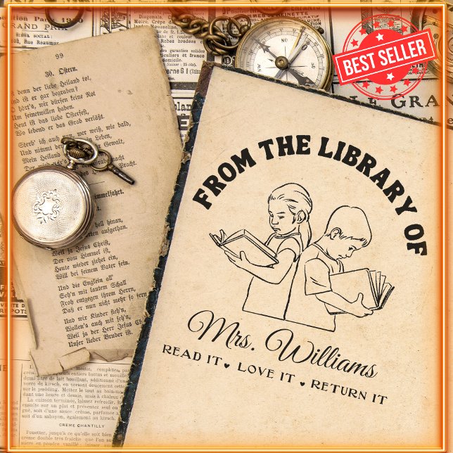 Aus der Bibliothek | Read Students Books Teacher Permastempel (Von Creator hochgeladen)