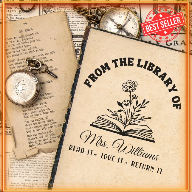 Aus der Bibliothek | Rose Blume über Buchlehrer Permastempel (Von Creator hochgeladen)