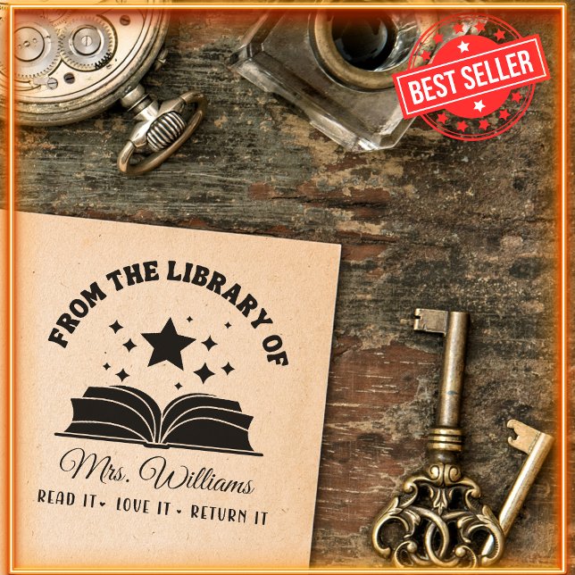 Aus der Bibliothek | Stars Vintag Teacher Book Permastempel (Von Creator hochgeladen)