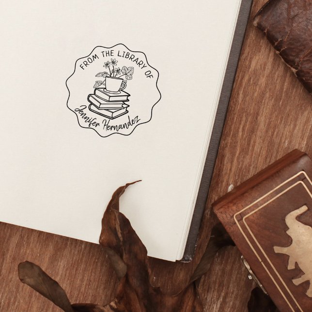 Aus der Bibliothek von, Büchern und Tee Gummistempel (Von Creator hochgeladen)