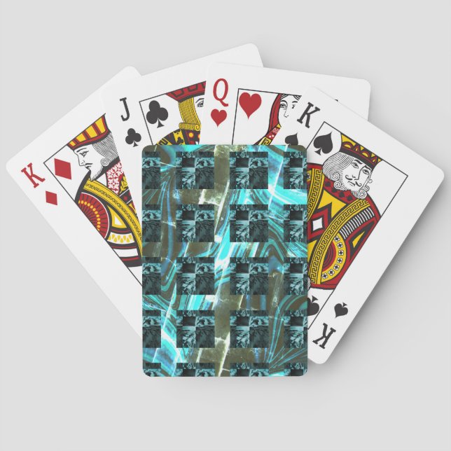 Aus der Ferne sieht man Cyan Fish-Skala, eng Schac Spielkarten (Rückseite)
