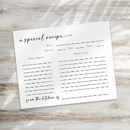 Aus der Küche der Brautparty-Rezept-Karte