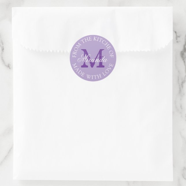 Aus der Küche mit Liebe monogrammiert Runder Aufkleber (Tasche)