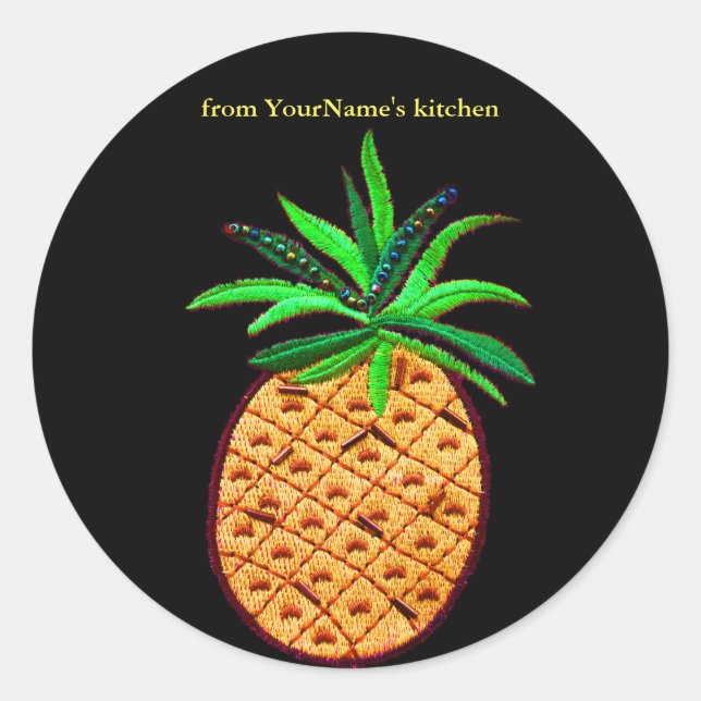 Aus der Küche von Ananas personalisiert Runder Aufkleber (Vorderseite)