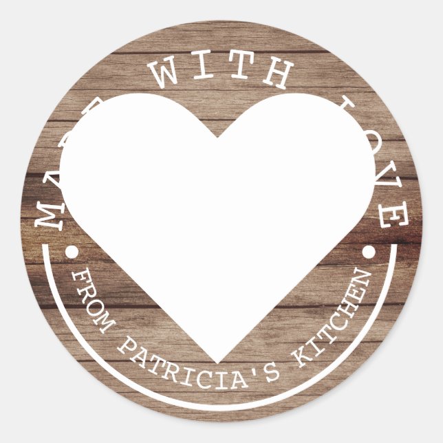 Aus der Küche von - aus Liebe rustikales Holz Runder Aufkleber (Vorderseite)