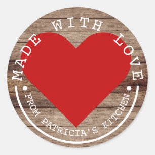 Aus der Küche von - aus Liebe rustikales Holz Runder Aufkleber