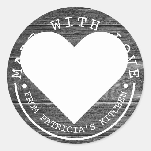 Aus der Küche von - aus Liebe schwarzem Holz Runder Aufkleber (Vorderseite)