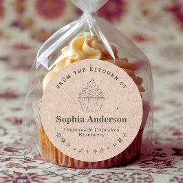 Aus der Küche von Cupcake Kraft Papier rustikal Runder Aufkleber