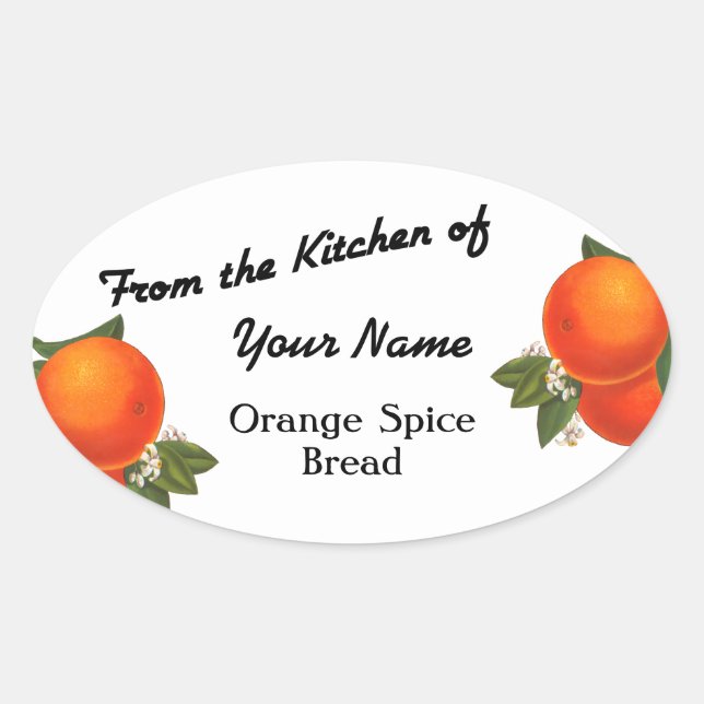 Aus der Küche von Orangenbackklebern Ovaler Aufkleber (Vorderseite)