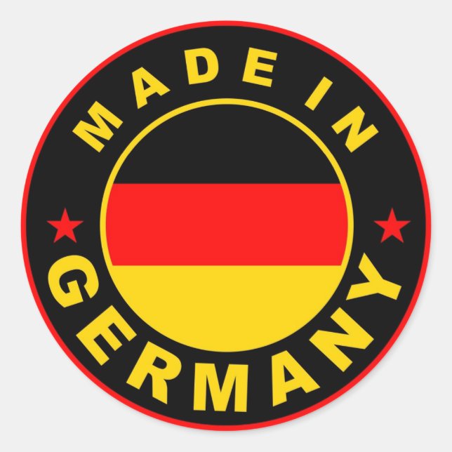 aus deutscher Landesflagge und Briefmarke Runder Aufkleber (Vorderseite)