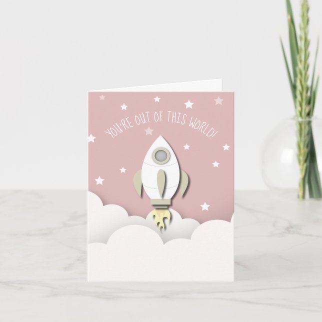 Aus diesem Weltraum rosa Klassenzimmer Valentine Karte (Vorderseite)