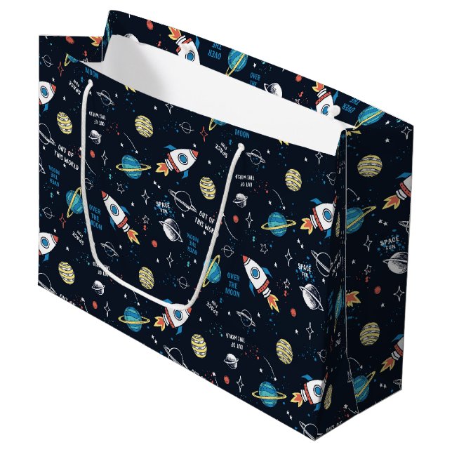 Aus diesem Weltraummuster Große Geschenktüte (Vorderseite Schrägansicht)