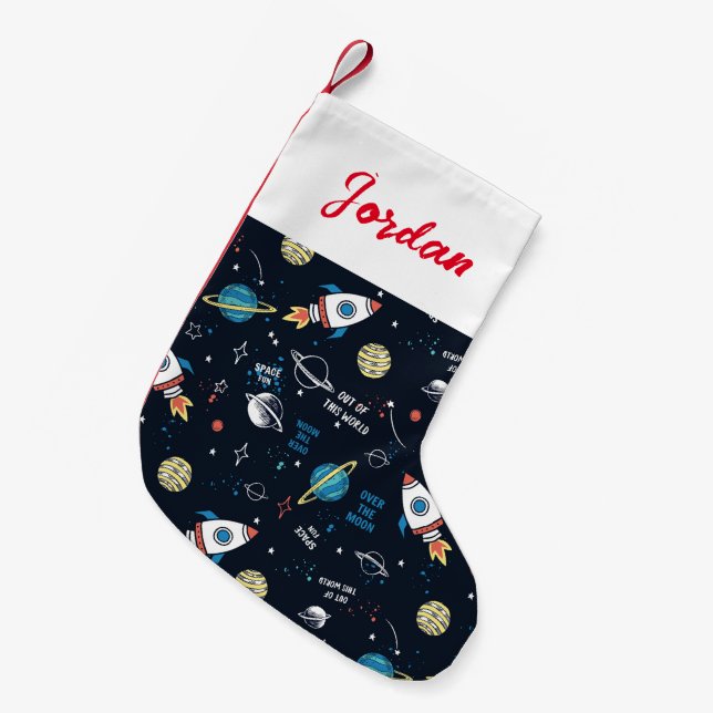 Aus diesem Weltraummuster Kleiner Weihnachtsstrumpf (Vorderansicht (hängend))