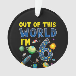 Aus dieser Welt bin ich 6 Space Rocket Birthday Te Ornament