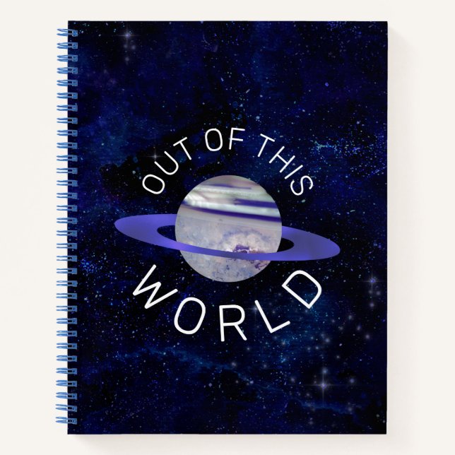 Aus dieser Welt kosmischer blauer Planet-Weltraums Notizbuch (Vorderseite)