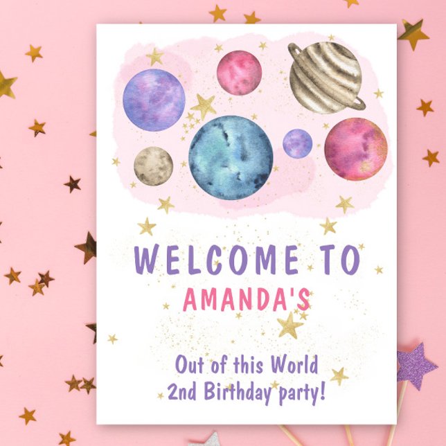 Aus dieser Welt pink Planets Girl Welcome Party Poster (Von Creator hochgeladen)