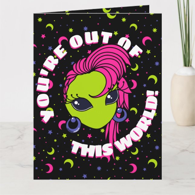 Aus dieser Welt Retro-Alien Valentins Karte (Vorderseite)