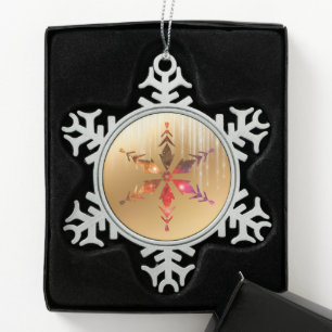 Aus dieser Welt Snowflake mit Gold Schneeflocken Zinn-Ornament