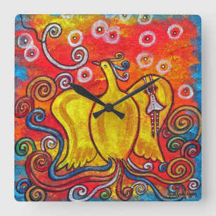 Aus Flamme heraus Helligkeits-Phoenix-Uhr Quadratische Wanduhr