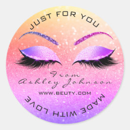 Aus Glitzer Lashes Beauty Ombre Pink Makeup Runder Aufkleber