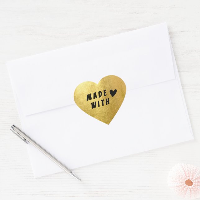 Aus Gold Paper Sealing Heart Aufkleber (Umschlag)