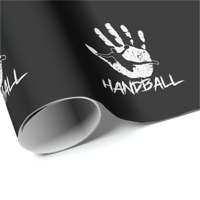 aus Hand und Ball wird Handball Geschenkpapier (Rolleneckpunkt)