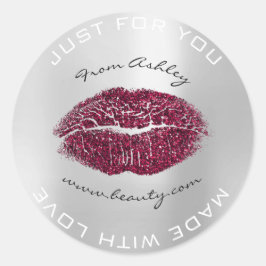 Aus Liebe Burgund Metal Gray Makeup Lips Kiss Runder Aufkleber