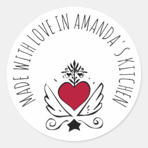 Aus Liebe-Food-Etikett Aufkleber Rotes Herz