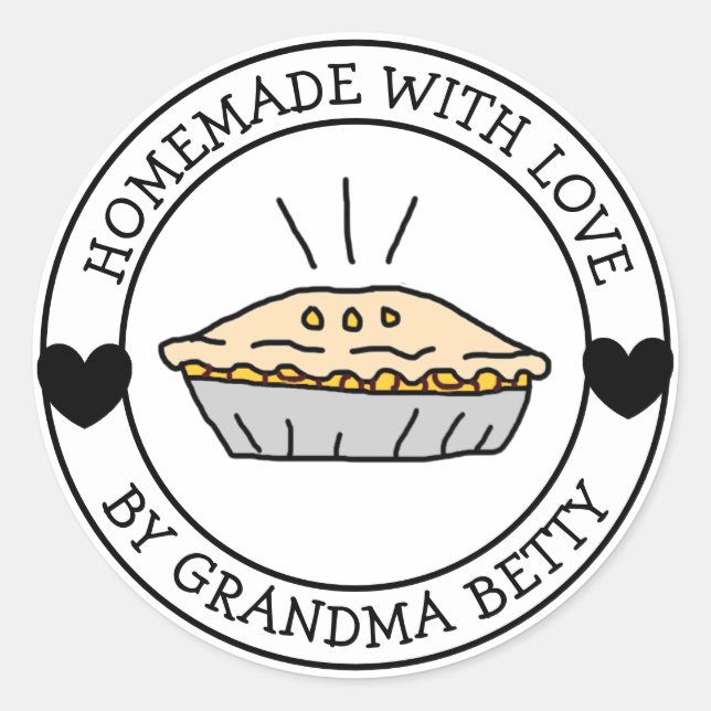 Aus Liebe gefertigt, handgefertigte Apple Pie Labe Runder Aufkleber (Vorderseite)