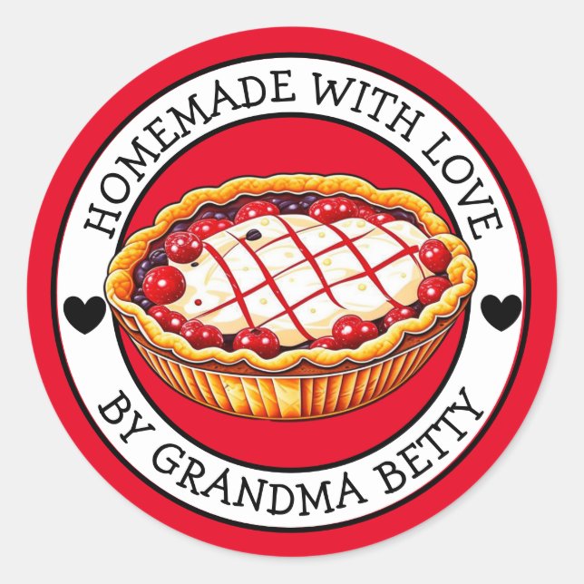 Aus Liebe gefertigt, handgefertigte Pie Labels Runder Aufkleber (Vorderseite)