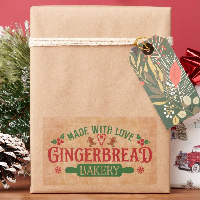 Aus Liebe Gingerbread Bäckerei Rechteckiger Aufkleber (Feiertag)