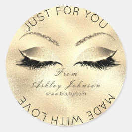 Aus Liebe Glitzer gefertigt, Lashes Gold Imitate M Runder Aufkleber