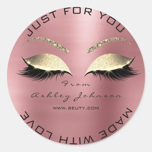 Aus Liebe Glitzer Lashes Gold Bean Makeup Runder Aufkleber (Vorderseite)