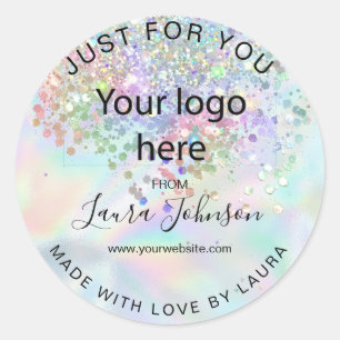 aus Liebe-Holograph-Folie mit Ihrem Logo Runder Aufkleber