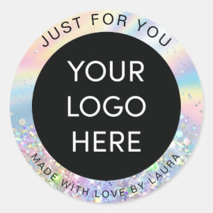 aus Liebe-Holograph-Folie mit Ihrem Logo Runder Aufkleber