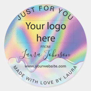 aus Liebe Holograph Tropfen hinzufügen Ihr Logo Runder Aufkleber