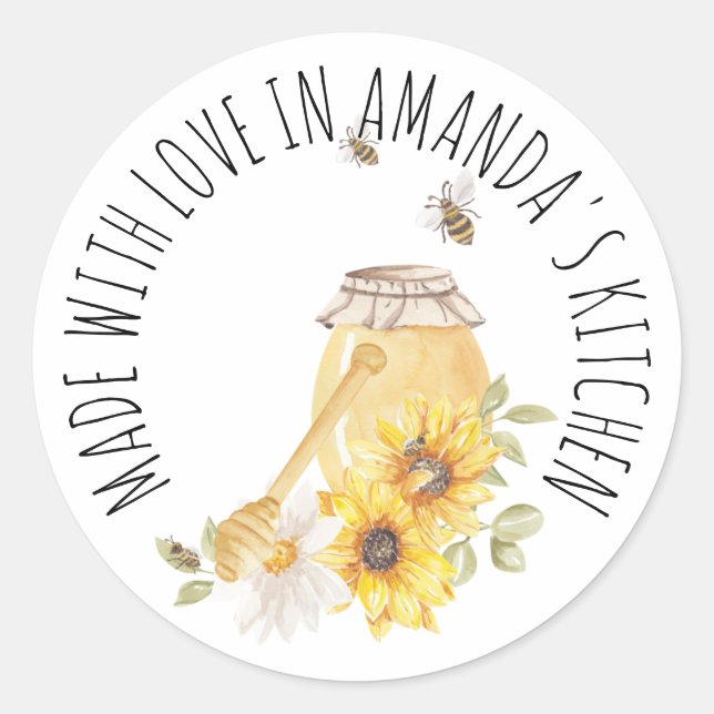 Aus Liebe Honey Jar floral Classic Runder Aufkleber (Vorderseite)