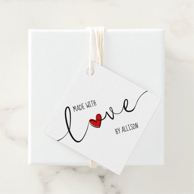 Aus Liebe mit handgeschriebenen Geschenketiketten Geschenkanhänger (Beispiel)